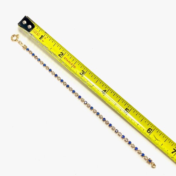 Faux Dainty Saphire and Diamond Gold Finish Bracelet - Picture 4 of 4